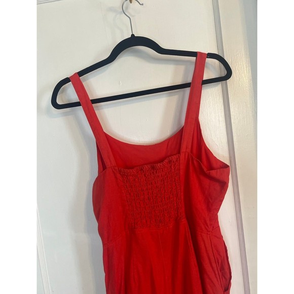 Cynthia Rowley Red 100% Linen Jumpsuit Size 8 - Picture 6 of 8